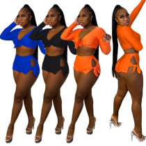 Solid Color Sports Ladies Two-piece Sexy Lace Up Navel Shorts Suit Fashion Summer Women's Clothing Solid Color Sports Ladies Two-piece Sexy Lace Up Navel Shorts Suit Fashion Summer Women's Clothing