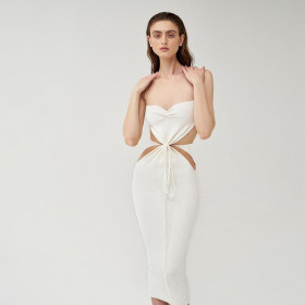 Women's fashion halter neck one-shoulder sexy backless slim temperament dress women