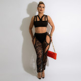 Sexy Sling Lace Sheer Skirt + Top with Panties