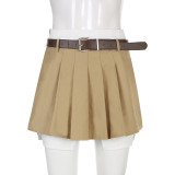 Small fresh and sexy high waist color matching pleated skirt is thin and anti-glare waist skirt