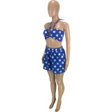 Women's Fashion Casual Sexy Beach Vacation Style Chest Pad Loose Tube Top Shorts Two-piece Set