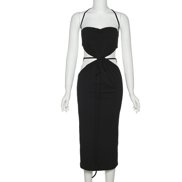 Women's fashion halter neck one-shoulder sexy backless slim temperament dress women