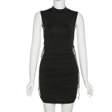 Women's Fashion Round Neck Sleeveless Sexy Hollow Slim Fit Hip Dress