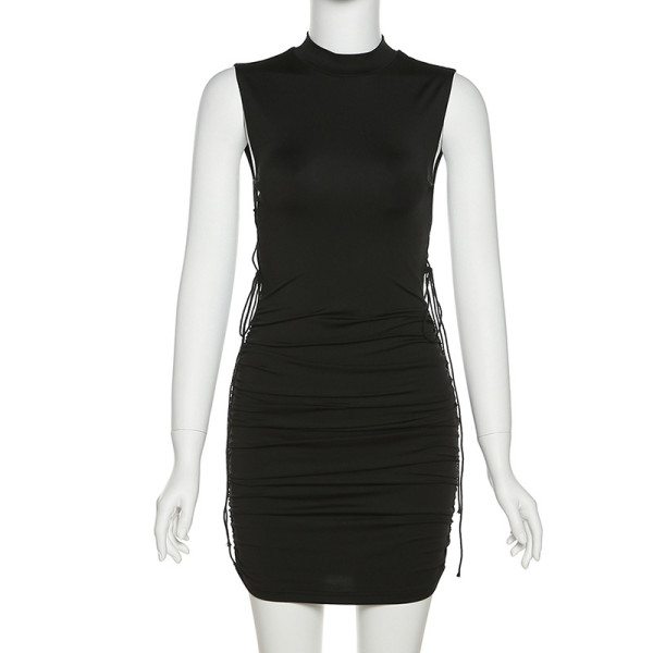 Women's Fashion Round Neck Sleeveless Sexy Hollow Slim Fit Hip Dress