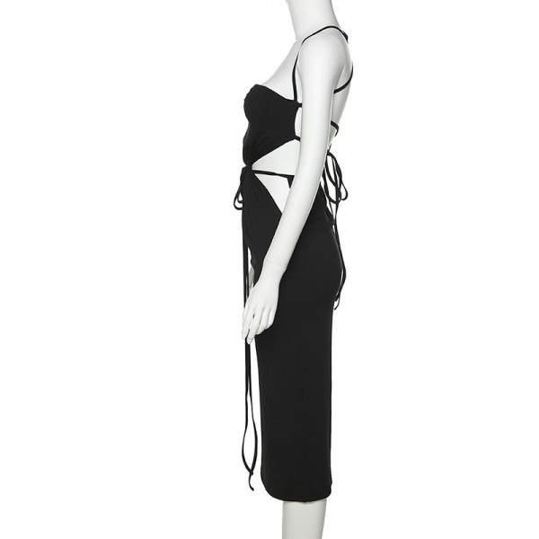 Women's fashion halter neck one-shoulder sexy backless slim temperament dress women