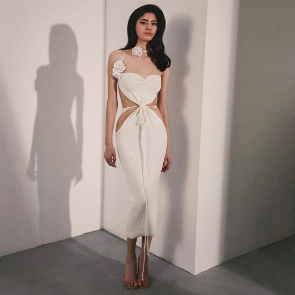 Women's fashion halter neck one-shoulder sexy backless slim temperament dress women
