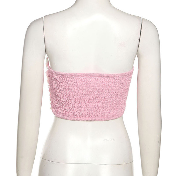 Women's fashion one word collar sexy backless short slim fit hot girl vest female
