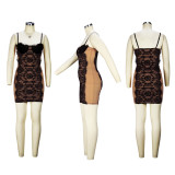 Sexy suspender skirt lace mesh gauze open back dress
