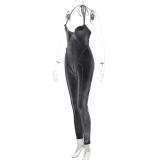 Sexy Hollow Halter Slim Hip Lift Jumpsuit