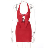 Sexy halterneck wrap chest skirt two-piece fashion casual suit