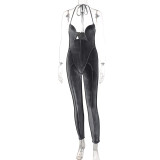 Sexy Hollow Halter Slim Hip Lift Jumpsuit