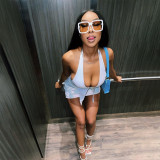 Sexy halterneck wrap chest skirt two-piece fashion casual suit