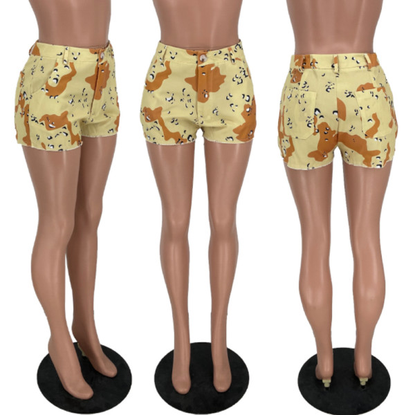 cute camo wash shorts pants