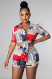 Fashion Casual Print Lace-Up Two-Piece Set