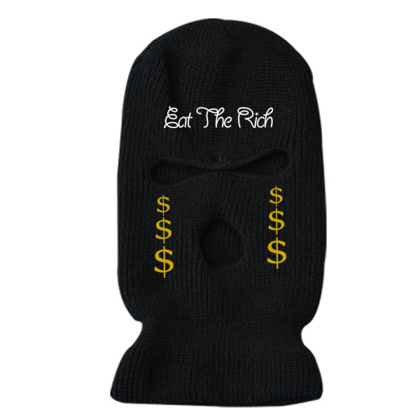 Embroidered three-hole hat Ski mask