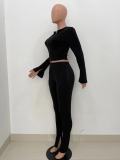 Women's Solid Zip Split Two-Piece Tracksuit