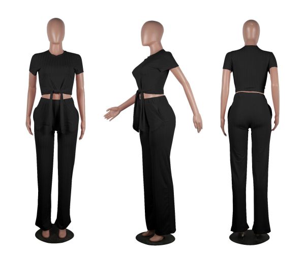 Fashion Casual Cropped Navel Short Sleeve Two Piece Set