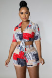 Fashion Casual Print Lace-Up Two-Piece Set