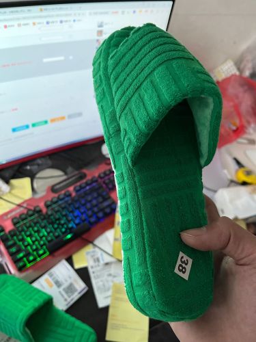 Cotton slippers large size terry cloth suede one-line flat casual foreign trade women's shoes