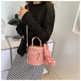 Fashion Letter Hand Drum Bag Textured Women's Bag Crossbody Shoulder Bucket Bag