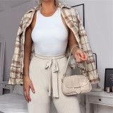 Solid Color Sleeveless Round Neck High Fork Jumpsuit Shows Thin Skinny Tight Bottom One Piece Vest