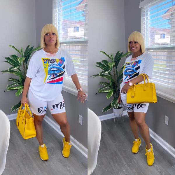 Casual positioning print two-piece set