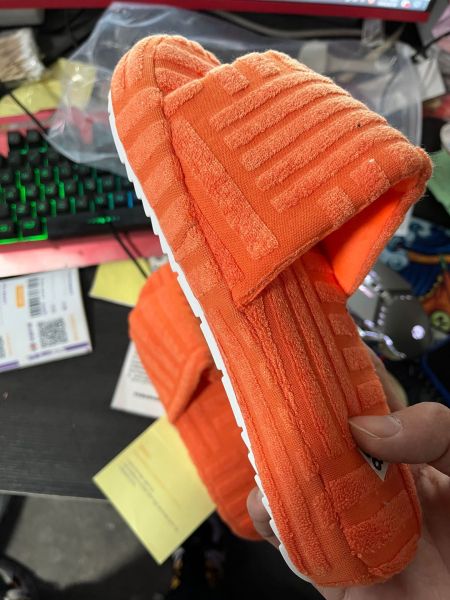 Cotton slippers large size terry cloth suede one-line flat casual foreign trade women's shoes