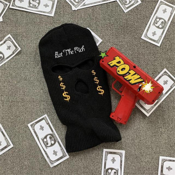 Embroidered three-hole hat Ski mask