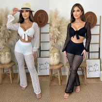 Fashion Casual Women's Sexy Cropped Navel Mesh Beach Two Piece Set Fashion Casual Women's Sexy Cropped Navel Mesh Beach Two Piece Set