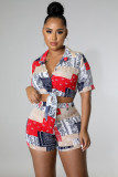 Fashion Casual Print Lace-Up Two-Piece Set