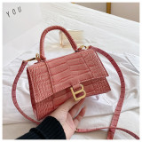 Ladies Bag Casual Shoulder Messenger Bag Black Crocodile Pattern Small Square Bag
