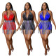 Sexy strappy V-neck leak-back hot drill jumpsuit and bright cloth skirt two-piece women's
