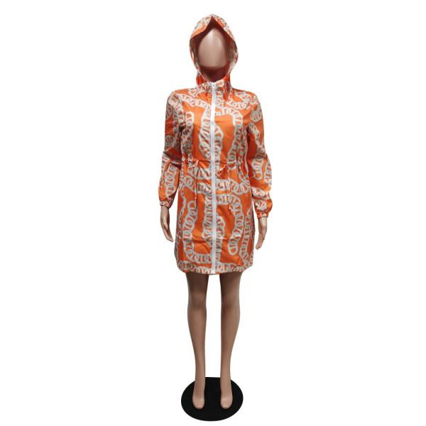 Printed hooded belt with drawstring movement two-piece set