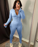 Women's Solid Zip Split Two-Piece Tracksuit