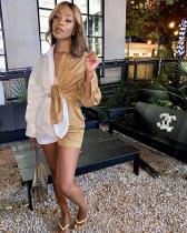 Women's nightclub fashion sexy cardigan loose contrast color temperament commuter shirt long-sleeved suit Women's nightclub fashion sexy cardigan loose contrast color temperament commuter shirt long-sleeved suit