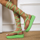 Platform mid-heel sandals women's ankle strap beach flip-flops