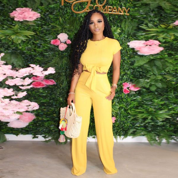 Fashion Casual Cropped Navel Short Sleeve Two Piece Set