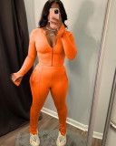 Women's Solid Zip Split Two-Piece Tracksuit