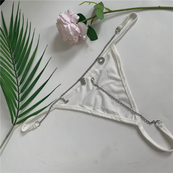 Stainless Steel Leo Constellation Rhinestone Alphabet Pendant Waist Chain Panties All-in-One Combination Thong Chain