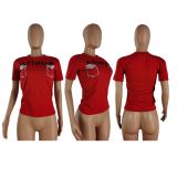 Summer solid color hot diamond casual round neck T-shirt women's short sleeves