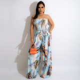 women's chiffon digital print colorful jumpsuit