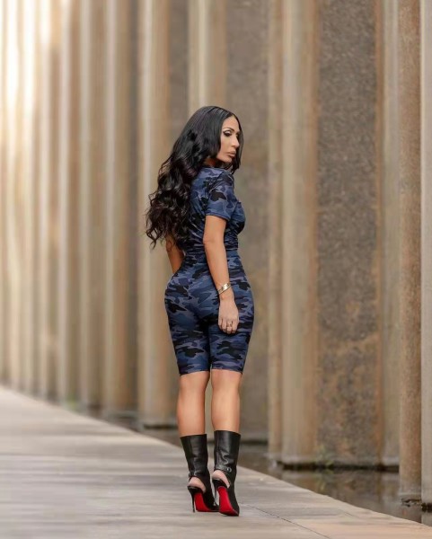Women's Camo Print Short Sleeve Tracksuit