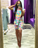 Alphabet-print sexy waistless two-piece set