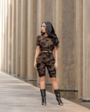 Women's Camo Print Short Sleeve Tracksuit