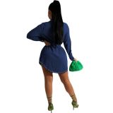 Ladies Loose Casual Rivet Bubble Pocket Hot Drill Belt Denim Jacket
