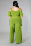 Large size women's off-the-shoulder front long back short suit two-piece suit
