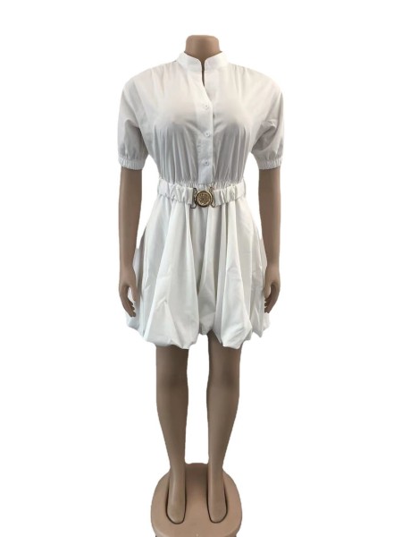 Women's Fashion Bubble Puff Skirt with Belt