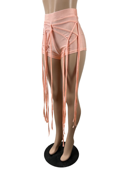 Fashion Casual Solid Color Fringe Ladies Shorts