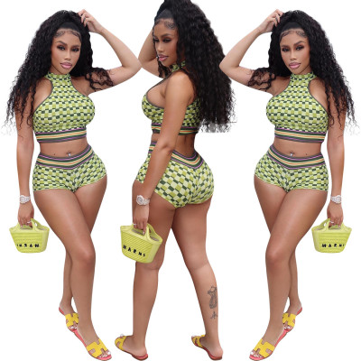 Sexy Halter Tank Top Shorts Two-Piece Set