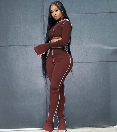 Women's Personalized Double Sleeve Line Design Sports Suit